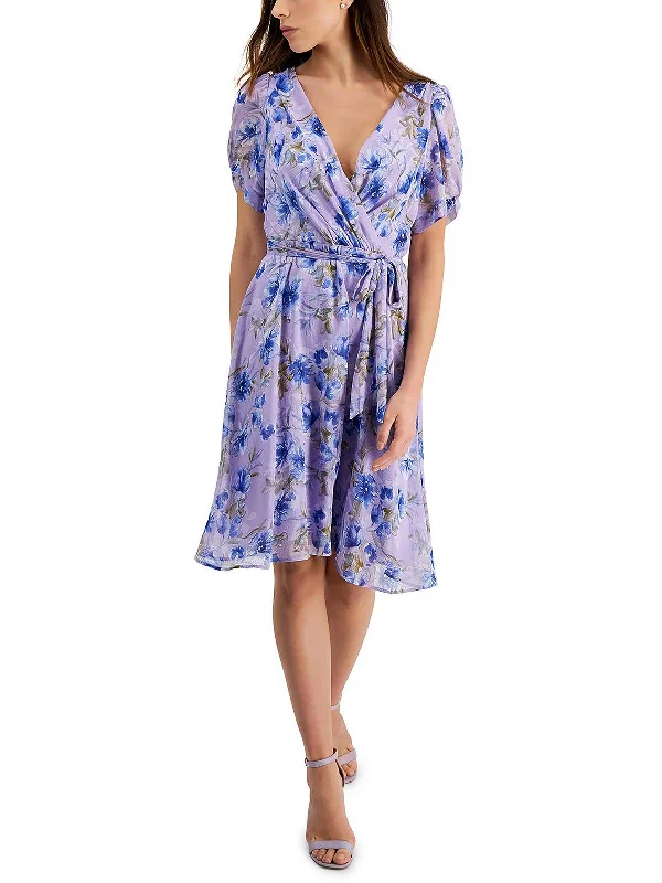 Womens Chiffon Floral Cocktail and Party Dress