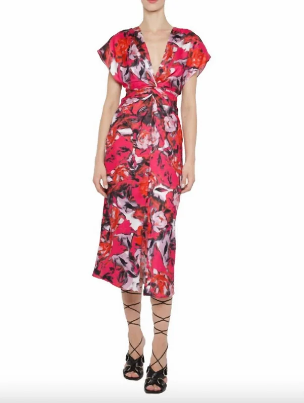 Printed Silk Jackie Dress In Red