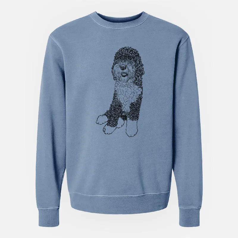 Doodled Whittaker the Sheepadoodle - Unisex Pigment Dyed Crew Sweatshirt