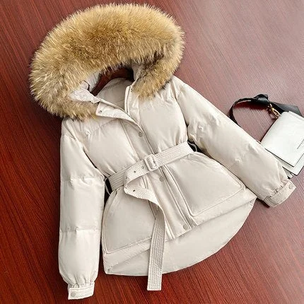 Beige Coat Brown Fur