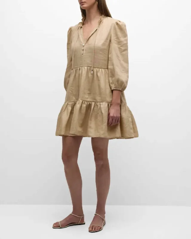 Khaki Hawken Dress In Tan