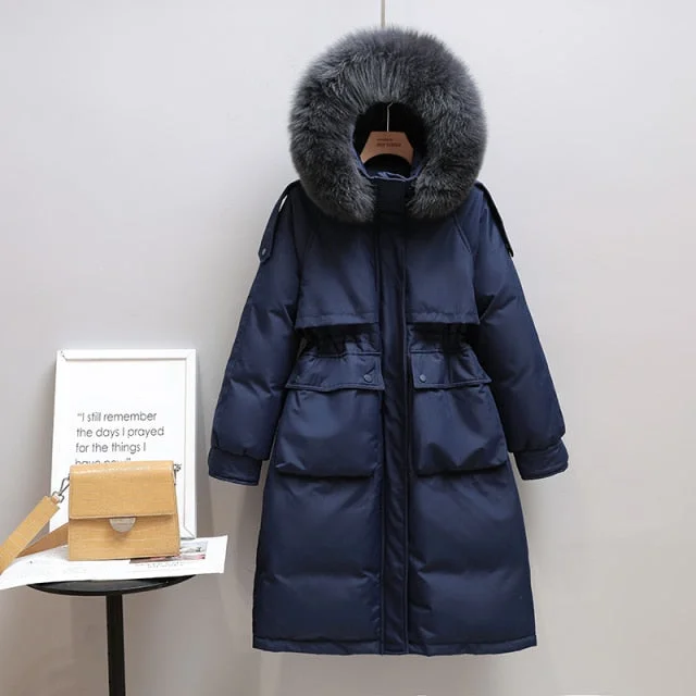 Navy Real Fur