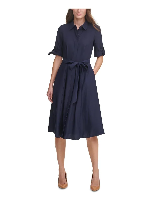 Womens Knit Midi Shirtdress