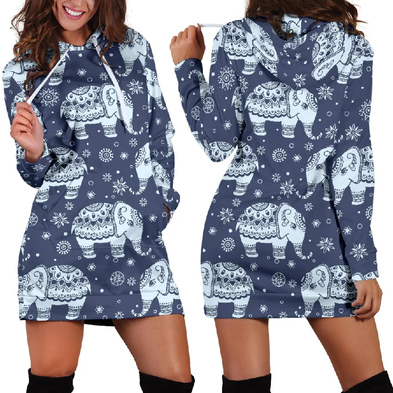 Elephant Tribal Design Pattern Women'S Hoodie Dress