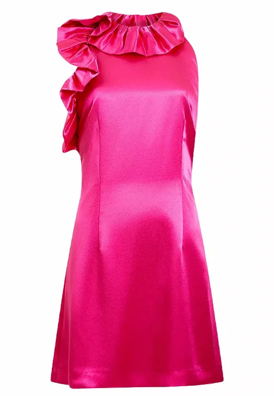 Adora Satin Dress In Fuschia