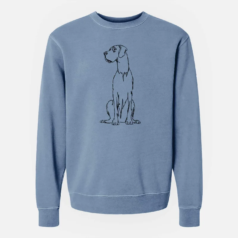 Doodled Great Dane the  - Unisex Pigment Dyed Crew Sweatshirt