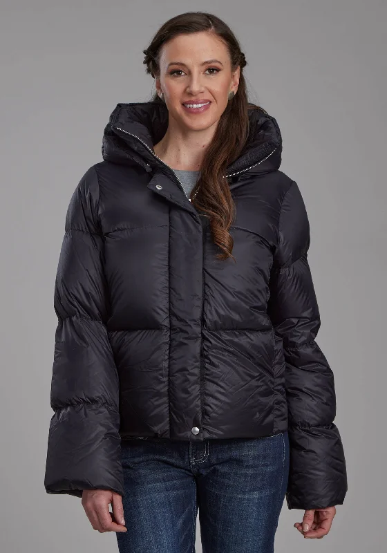 2165 BLACK NYLON DOWN PUFFER COAT