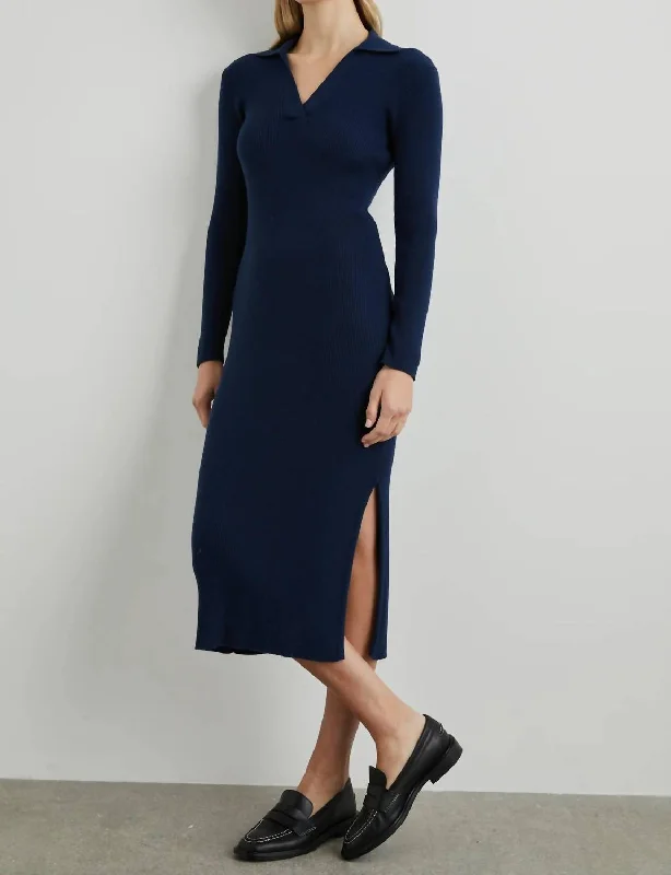 Luciana Midi Dress In Navy