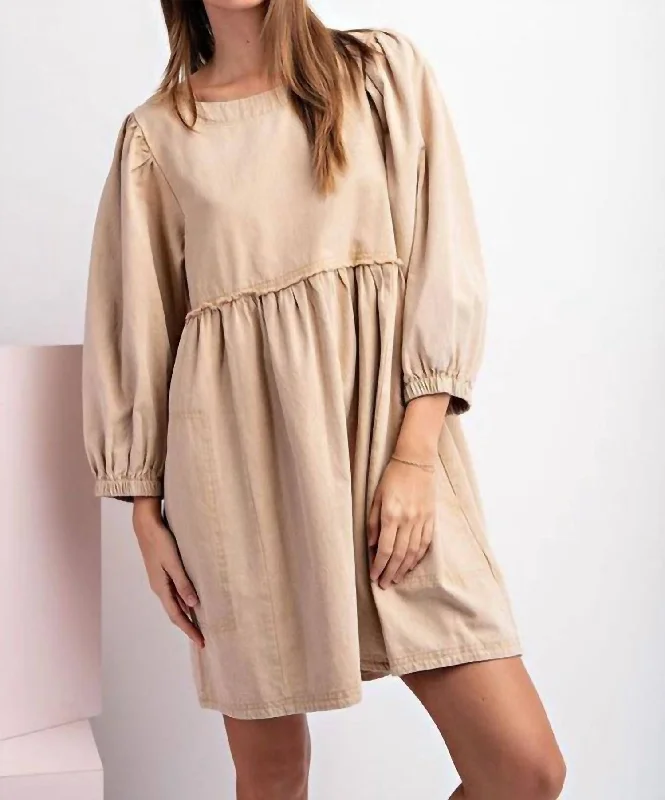 Nova Babydoll Dress In Taupe