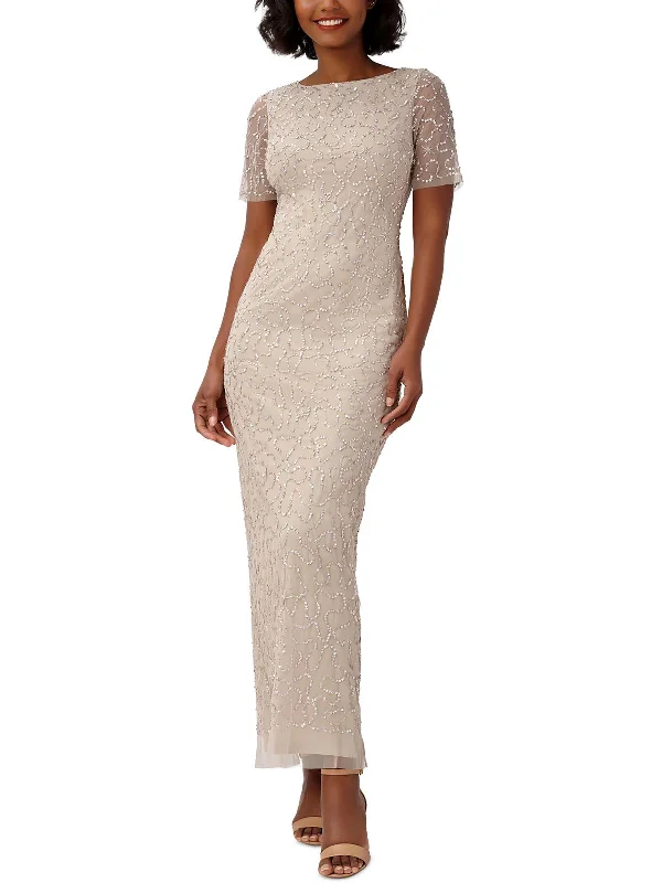 Womens Beaded Long Evening Dress