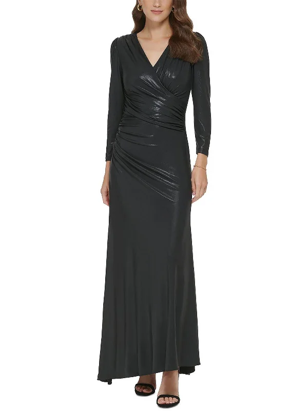 Womens V-Neck Long Evening Dress