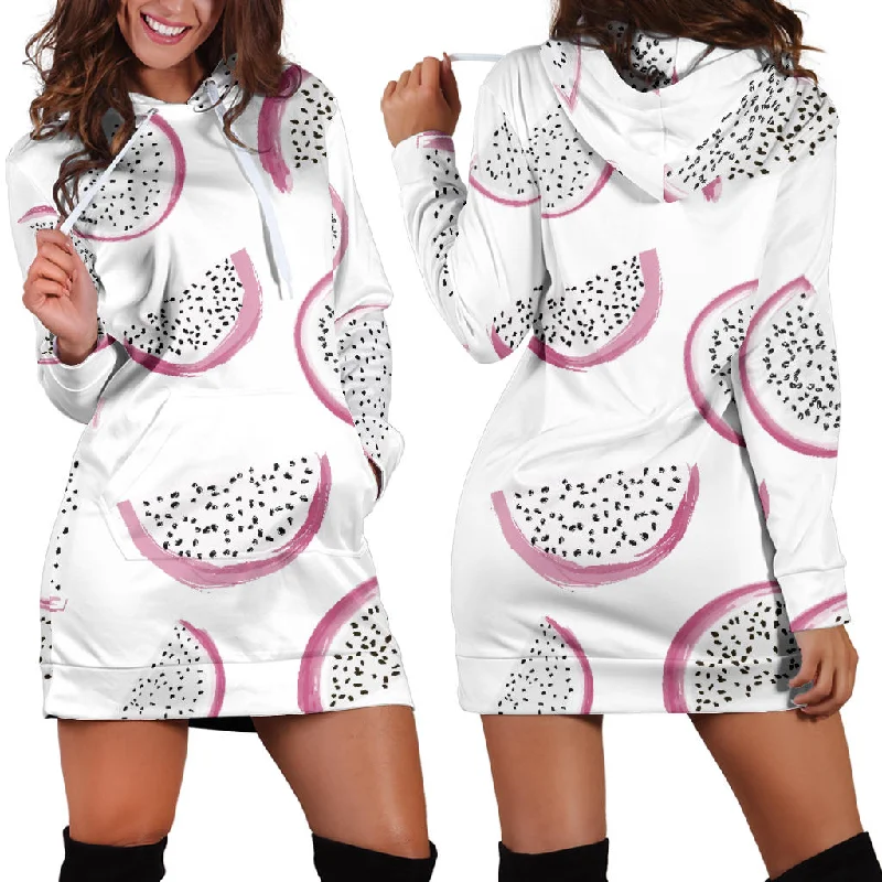 Dragon Fruit Pattern Women'S Hoodie Dress