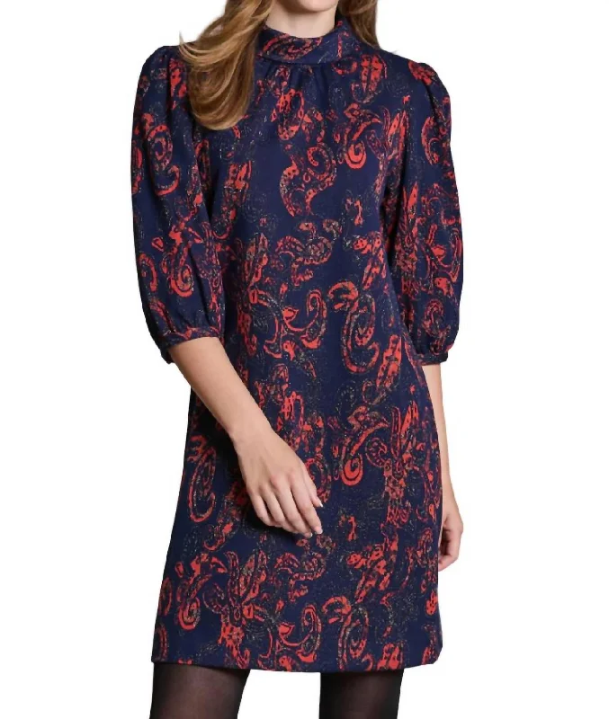 Vicky Knit Dress In Paisley Bling