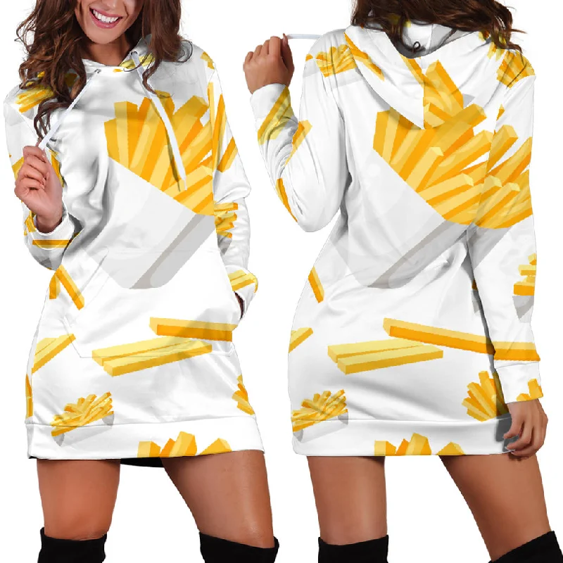 French Fries White Paper Box Pattern Women'S Hoodie Dress