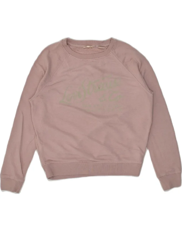 LEVI'S Womens Graphic Sweatshirt Jumper UK 14 Medium Pink Cotton