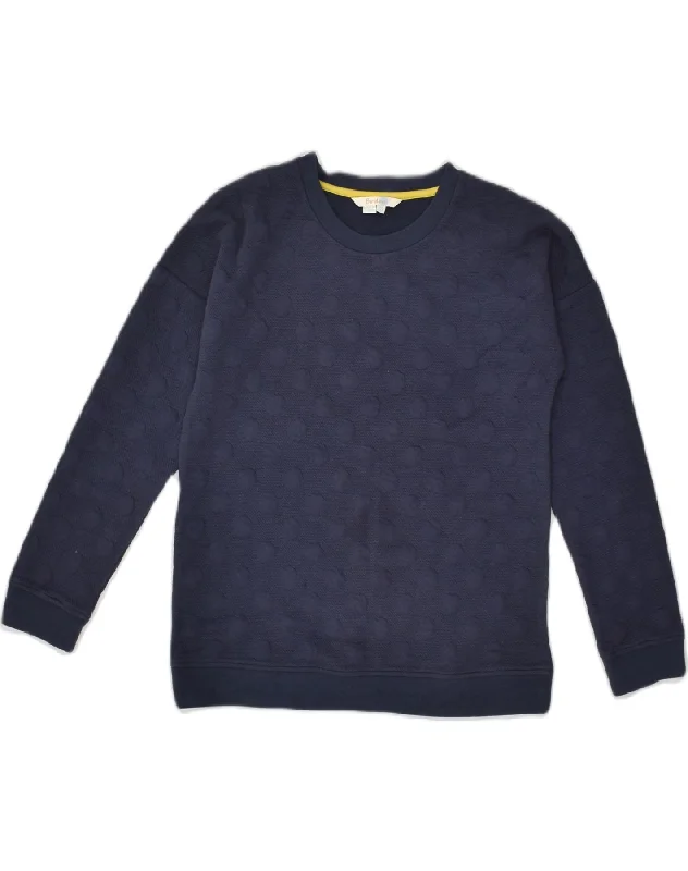 BODEN Womens Sweatshirt Jumper UK 6 XS Navy Blue Spotted Polyester