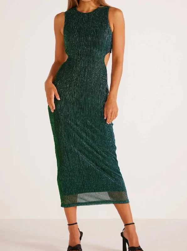 Astrid Cutout Midi Dress In Emerald