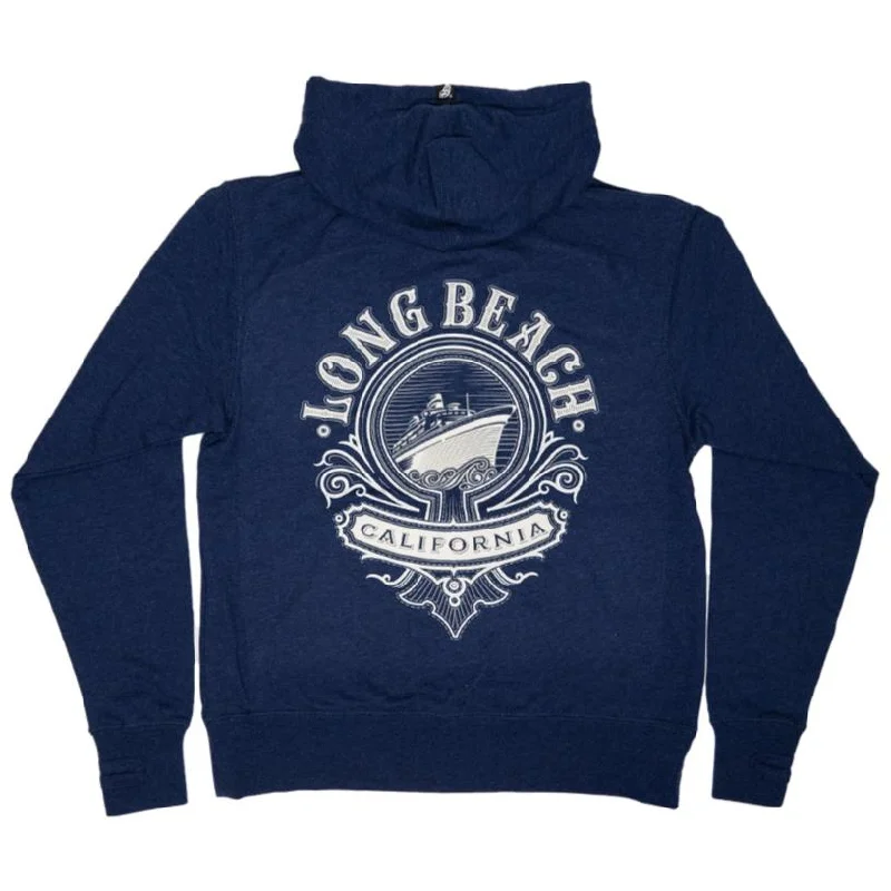 Cali Queen Women's Navy Heather French Terry Zip Up Hoodie