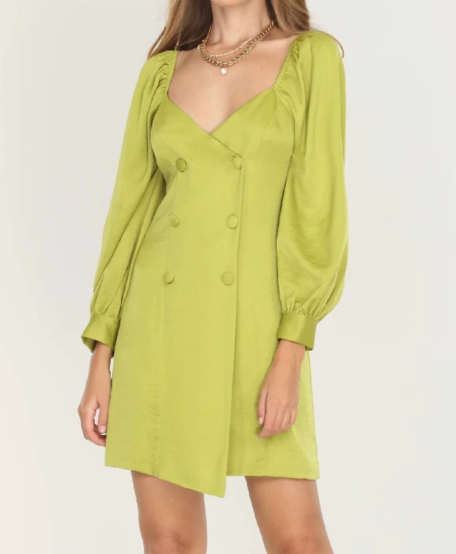 Samantha Asymmetrical Tailored Dress In Agave Green