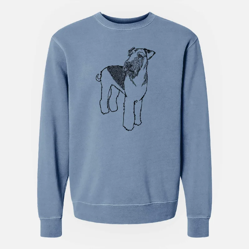 Doodled Nash the Airedale Terrier - Unisex Pigment Dyed Crew Sweatshirt