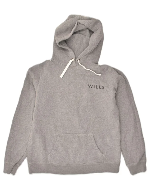 JACK WILLS Womens Graphic Hoodie Jumper UK 14 Large  Grey Cotton