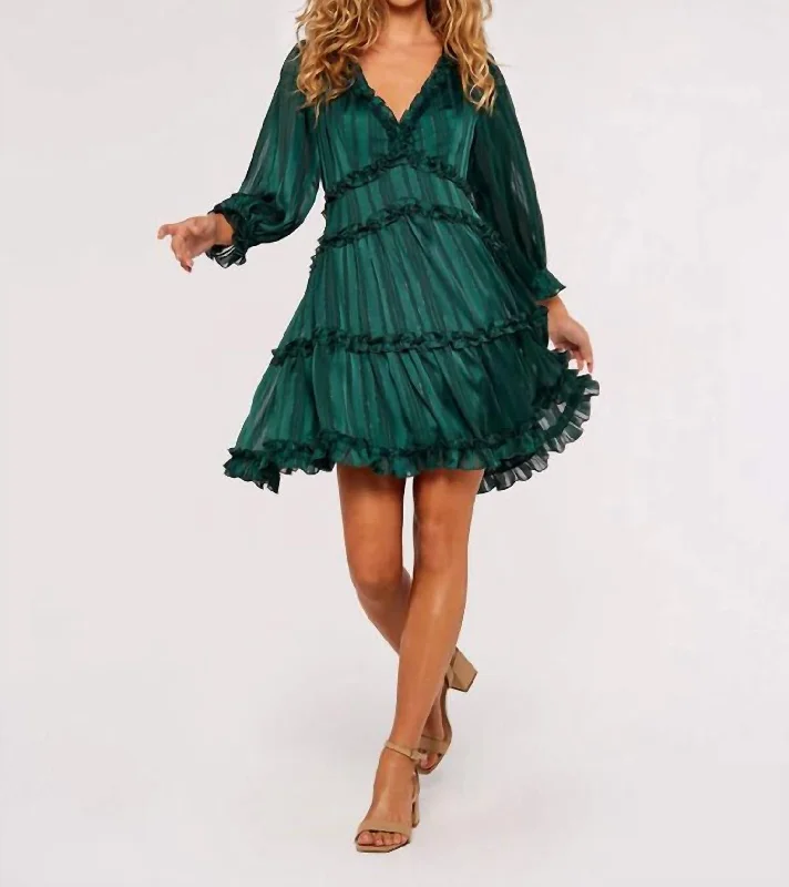 Ruffle Tiered Mini Dress In Green