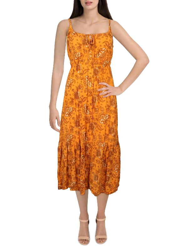 Womens Floral Print Midi Sundress