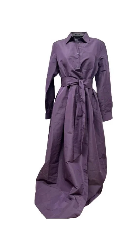 Elanat B Techno Taffeta Dress In Plum