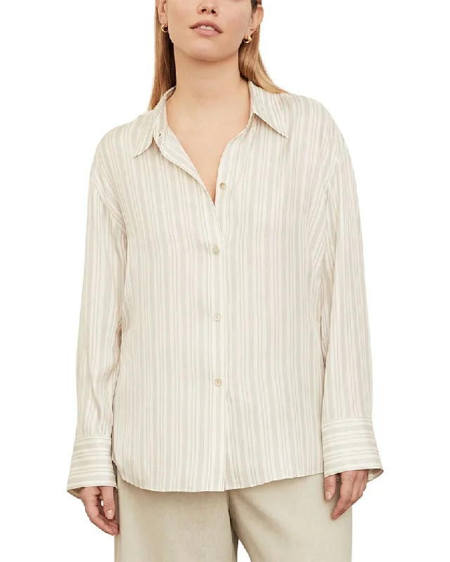 Vince Plus Stripe Sculpted Silk-Blend Shirt