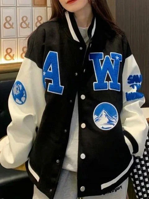 Women Baseball Print Recreation Casual Uniform 2021 Oversize Jacket Unisex Jackets