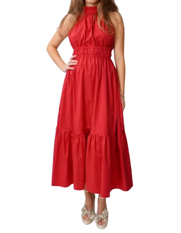 Harpers Midi Dress In Cherry Red