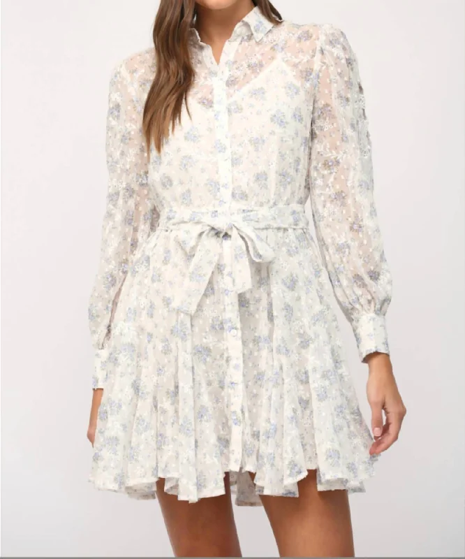 Lana Floral Mini Dress In White