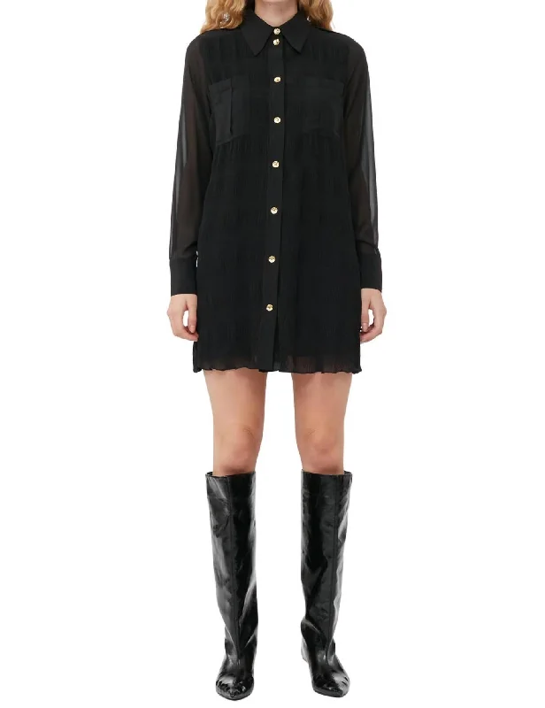 Georgette Shirt Dress In Black