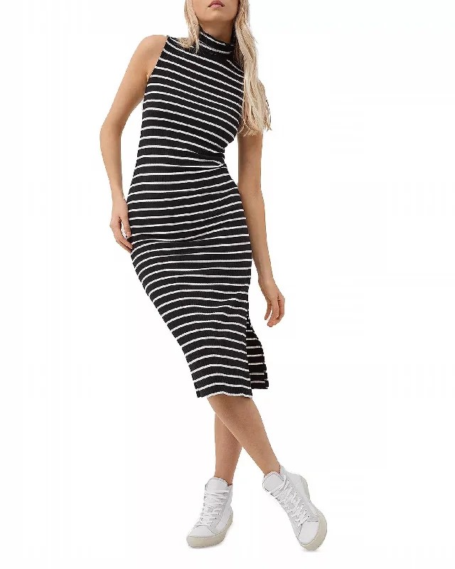 Tommy Stripe Dress In Black White