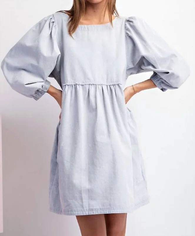 Nova Babydoll Dress In Pale Blue