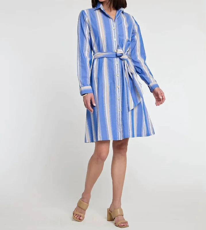 Tamron Dress In Electric Blue Stripe