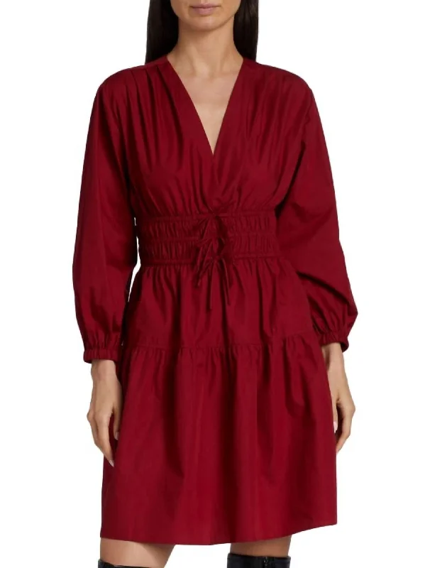 Emma V-Neck Dress In Merlot