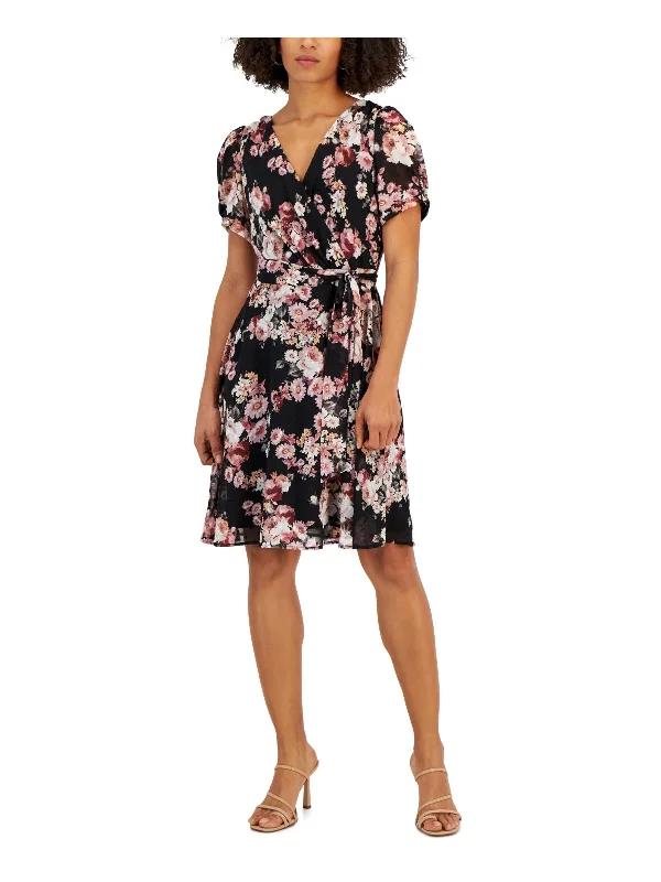 Petites Womens Wedding Guest Above-Knee Shift Dress