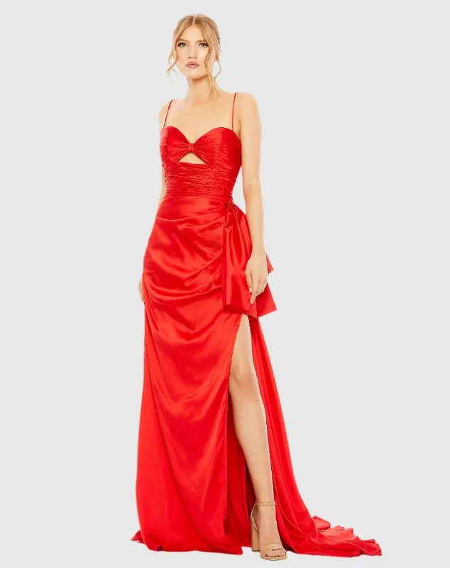 Spaghetti Strap Cut Out Side Bow Gown - FINAL SALE