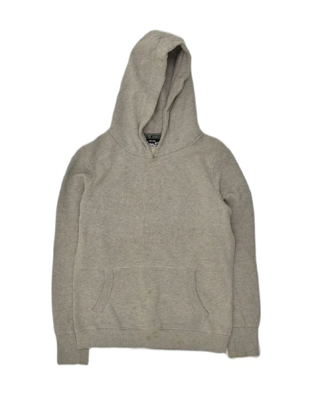 SUPERDRY Womens Hoodie Jumper UK 14 Medium Grey