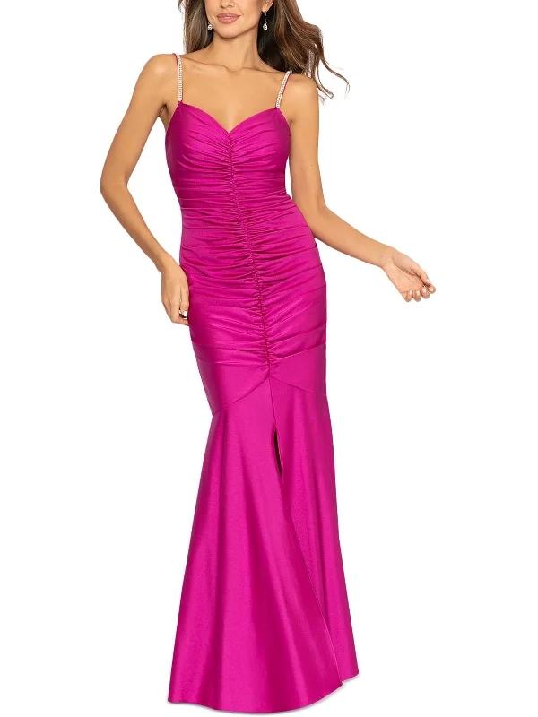 Womens Satin Long Cocktail And Party Dress