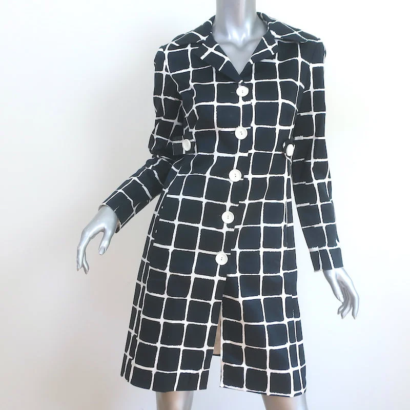 Trina Turk Checked Coat Black & White Stretch Cotton Size 4