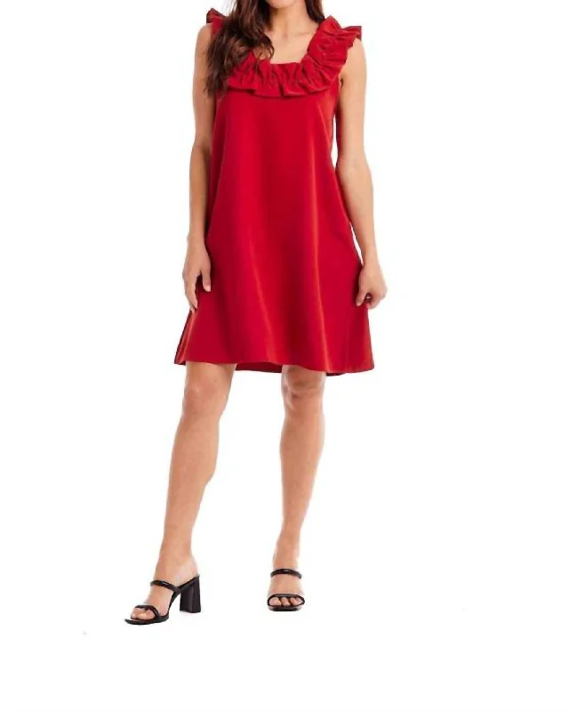 Larkin Ruffle Dress In Red