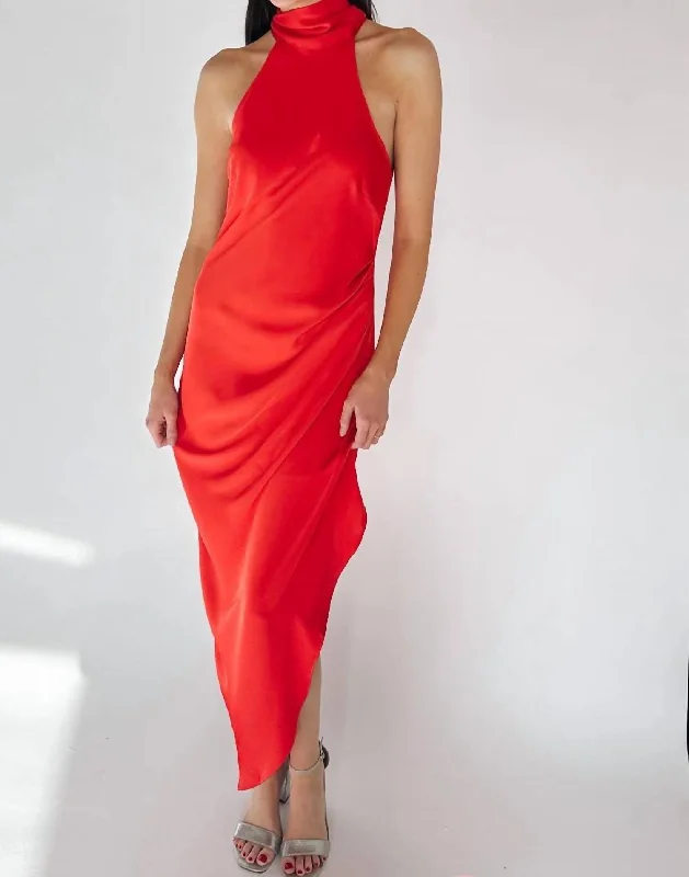 Ziya Halter Dress In Red