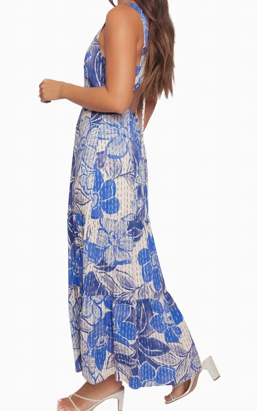 Belleflower Maxi Dress In Blue Floral