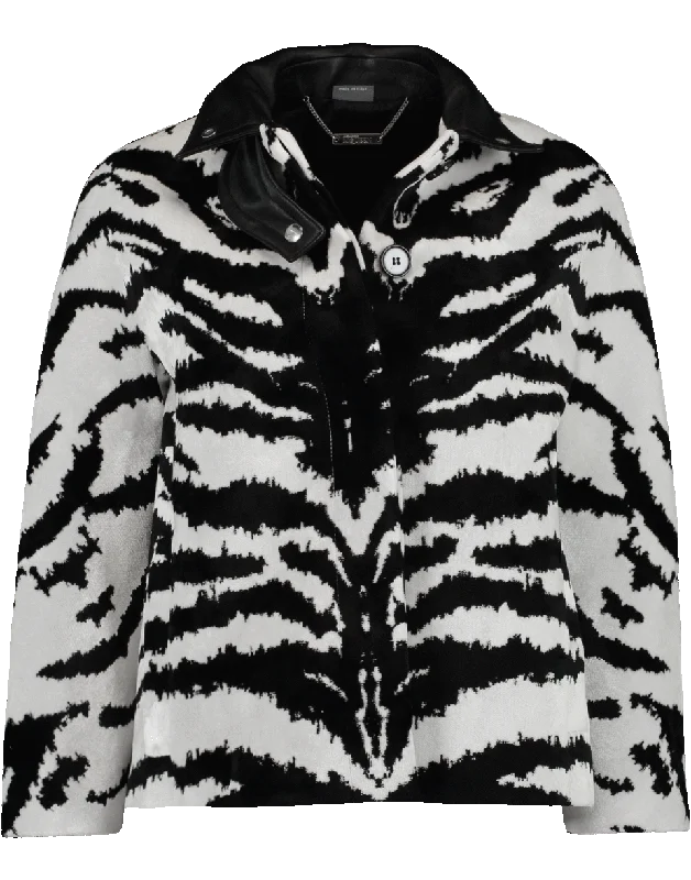 Cropped Zebra Print Jacket