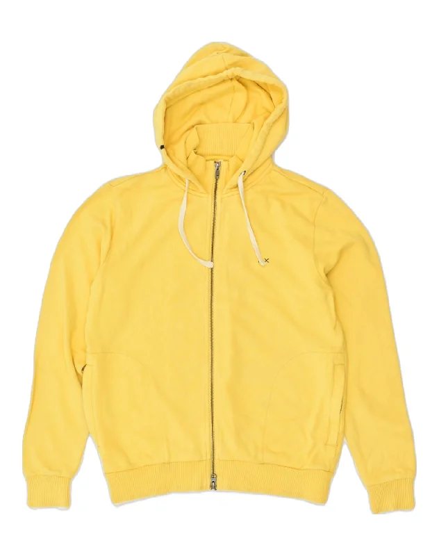 SUN68 Womens Zip Hoodie Sweater UK 14 Large Yellow Cotton