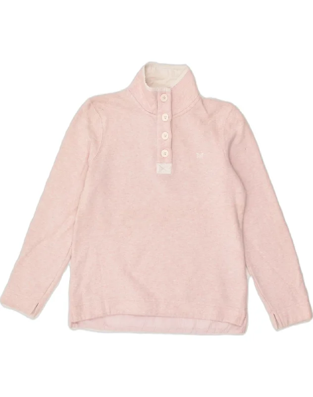 CREW CLOTHING Womens Button Neck Sweatshirt Jumper UK 10 Small  Pink