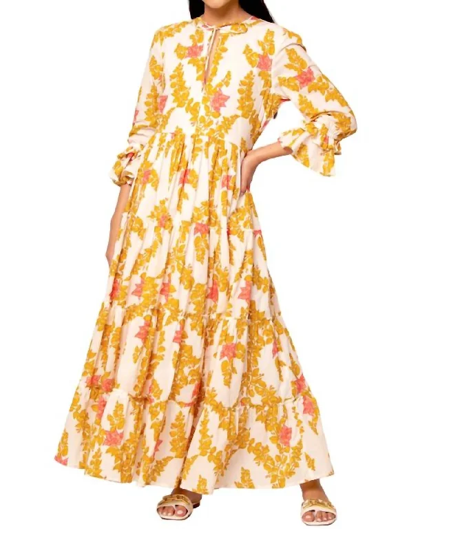 Eve Dress In Bougainvillea Yellow