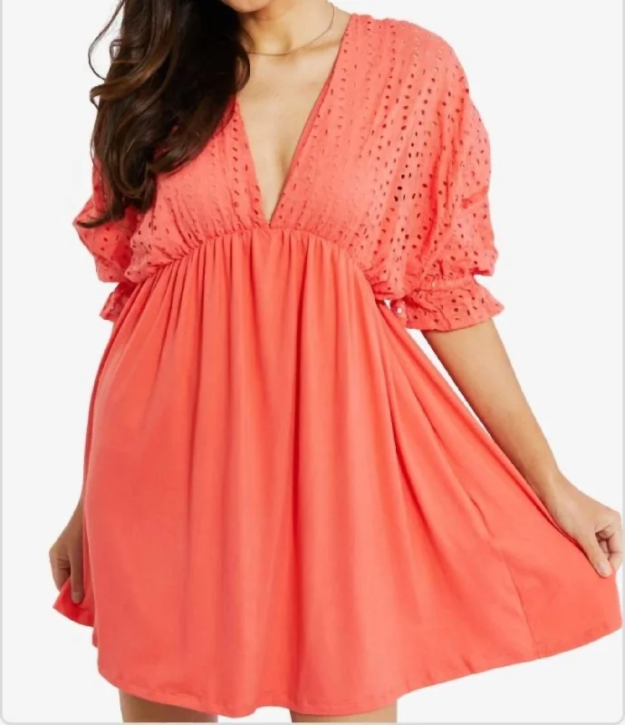 Ruffle Dress In Coral